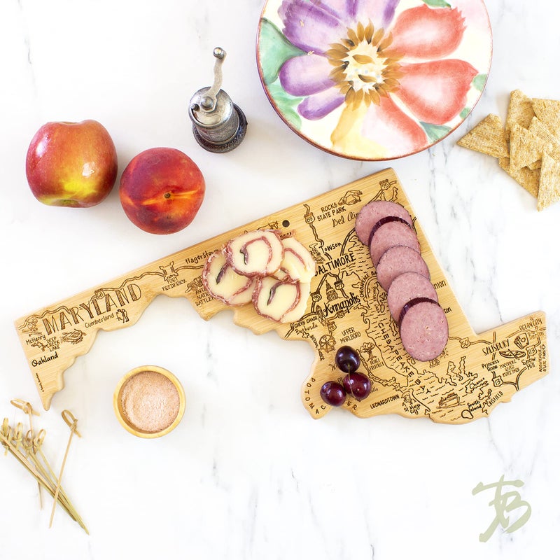 Totally Bamboo Destination Maryland State Shaped Serving and Cutting Board, Includes Hang Tie for Wall Display - Image 2
